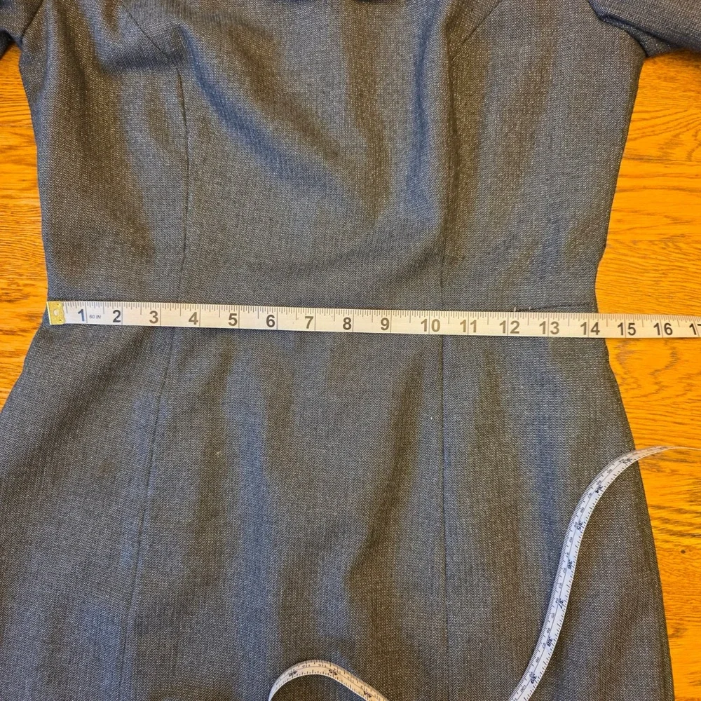 Antonio Melani 4 Womens Grey Cowl Neck Short Sleeve Work Dress Button Cuffs - Picture 14 of 15
